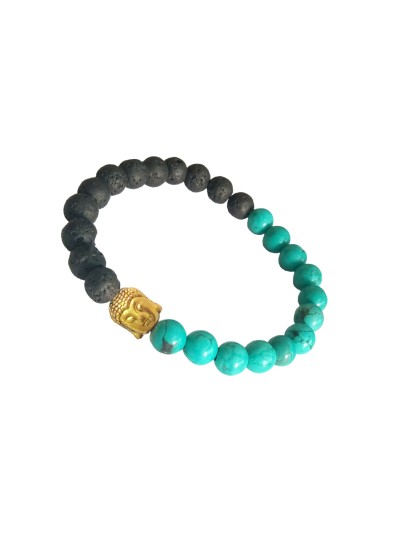 Bhudha Face Turquoise Lava Stone Bracelet For Men